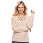 Juniors' It's Our Time Lace-up Sweater, Teens, Size: Xs, Pink Ovrfl