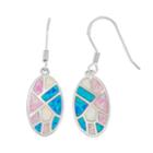 Sterling Silver Lab-created Opal Oval Drop Earrings, Women's, Multicolor