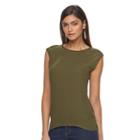 Women's Jennifer Lopez Mixed-media Lace Up Top, Size: Xs, Dark Brown