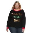 Plus Size Fashion Avenue Us Sweaters Applique Ugly Christmas Sweater, Women's, Size: 1xl, Black