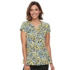 Women's Dana Buchman Printed Peplum Shirt, Size: Xs, Lt Yellow