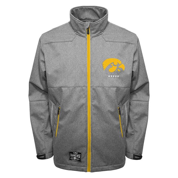 Men's Franchise Club Iowa Hawkeyes Tech Fleece Softshell Jacket, Size: 3xl, Grey