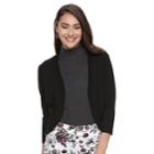 Women's Nina Leonard Ruffle Edge Bolero Cardigan, Size: Large, Black