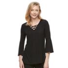 Women's Dana Buchman Shadow-stripe Top, Size: Large, Black