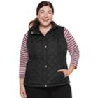 Plus Size Weathercast Faux-fur Lined Quilted Vest, Women's, Size: 2xl, Black