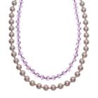 Crystal Avenue Silver-plated Crystal And Simulated Pearl Necklace - Made With Swarovski Crystals, Women's, Size: 18, Purple