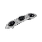 1928 Rosette & Oval Stone Barrette Hair Clip, Women's, Black