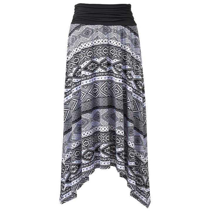 Women's Ab Studio Print Shark-bite Midi Skirt, Size: Small, Denim Tribal