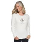 Women's Christmas Crewneck Graphic Tee, Size: Medium, White