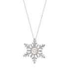 Sterling Silver Lab-created Opal Snowflake Pendant Necklace, Size: 18, White