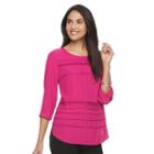 Women's Dana Buchman Pintuck Crepe Top, Size: Medium, Pink