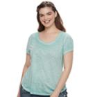 Juniors' Plus Size Mudd&reg; Roadtrip Scoopneck Tee, Teens, Size: 2xl, Lt Green