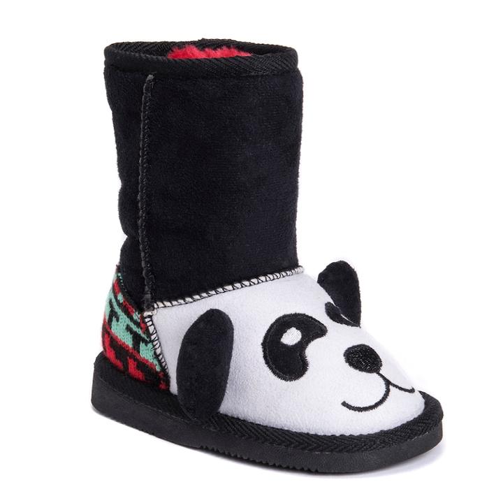 Muk Luks Oreo Panda Bear Toddler's Plush Boots, Kids Unisex, Size: 10 T, Black