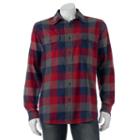 Men's Sonoma Goods For Life&trade; Modern-fit Flannel Shirt, Size: Medium, Dark Red