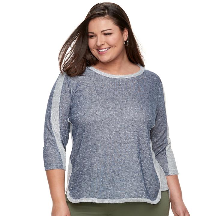 Plus Size Cathy Daniels Colorblock Top, Women's, Size: 3xl, Med Blue