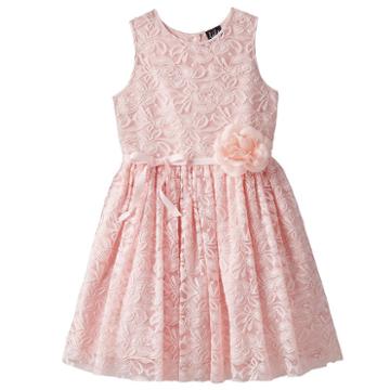 Girls Plus Size Lilt Flower Accent Lace Overlay Dress, Size: 20 1/2, Light Pink