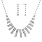 Crystal Allure Bar Bib Necklace And Linear Drop Earring Set, Women's, Size: 16, White
