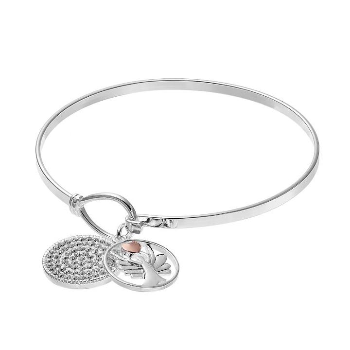 Silver Expressions By Larocks Watch Over Me Bangle Bracelet, Women's, White