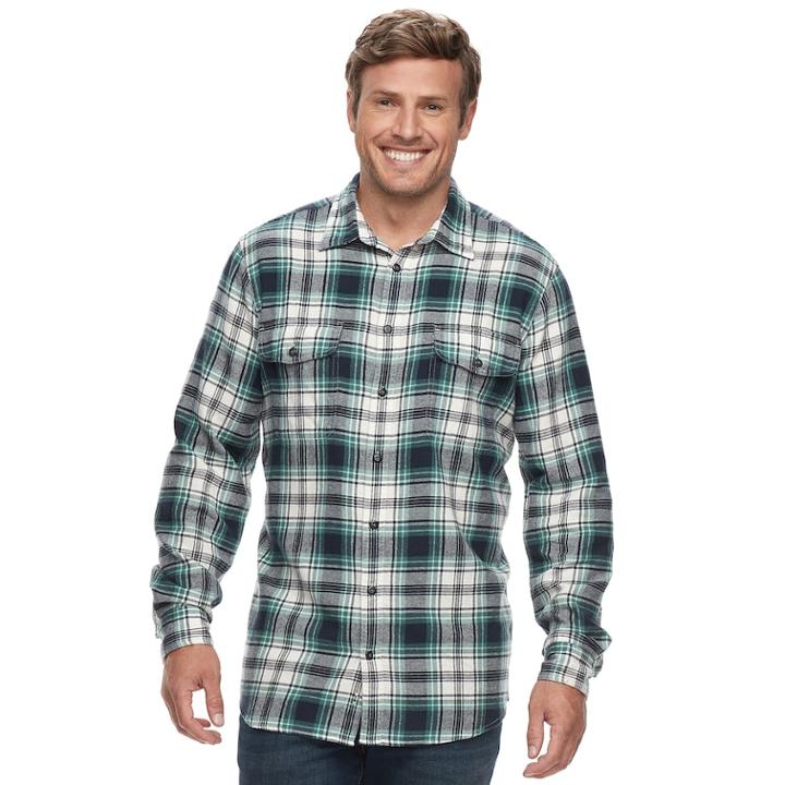 Big & Tall Sonoma Goods For Life&trade; Slim-fit Supersoft Flannel Button-down Shirt, Men's, Size: Xxl Tall, Dark Blue