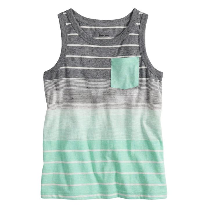 Boys 4-7x Sonoma Goods For Life&trade; Striped Pocket Tank Top, Size: 7, Med Green