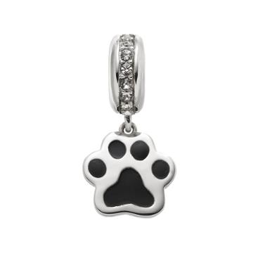 Hsus Crystal Sterling Silver Paw Print Bead, Women's, Multicolor