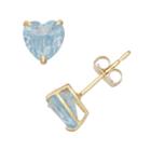 Lab-created Aquamarine 10k Gold Heart Stud Earrings, Women's, Blue