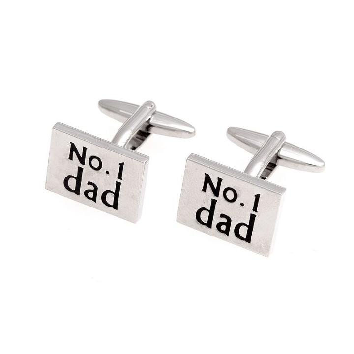 Rhodium-plated No. 1 Dad Cuff Links, Men's, Silver