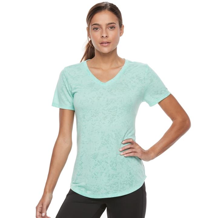 Women's Tek Gear&reg; Easy Burnout V-neck Yoga Tee, Size: Xl, Med Green