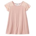 Girls 7-16 Cloud Chaser Patterned Flutter Sleeve Tee, Girl's, Size: Medium, Light Pink