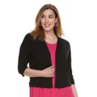 Plus Size Apt. 9&reg; Texture Sleeve Cardigan, Women's, Size: 2xl, Black