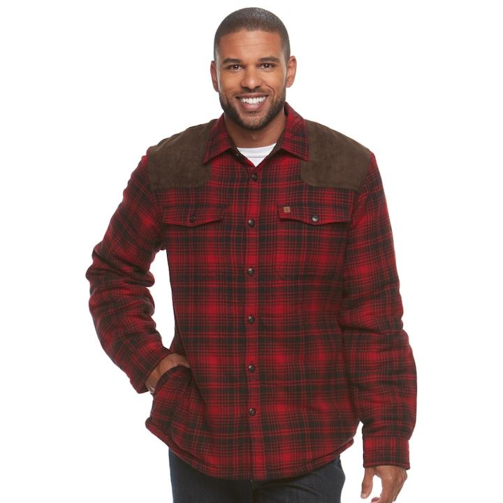 Men's Coleman Classic-fit Flannel Sherpa-lined Shirt Jacket, Size: Large, Black