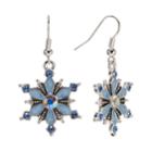 Silver Tone Simulated Crystal Snowflake Drop Earrings, Women's, Blue