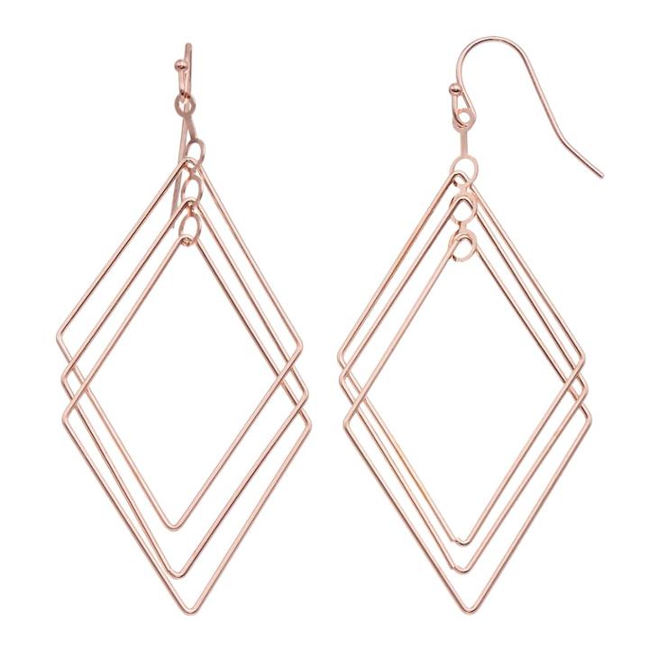 Lc Lauren Conrad Geometric Nickel Free Drop Earrings, Women's, Light Red