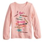 Girls 4-12 Sonoma Goods For Life&reg; Shirred Glittery Graphic Tee, Size: 5, Lt Orange