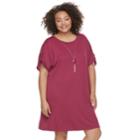 Juniors' Plus Size Lily Rose Tie-sleeve Shift Dress & Necklace Set, Teens, Size: 3xl, Wilderberry