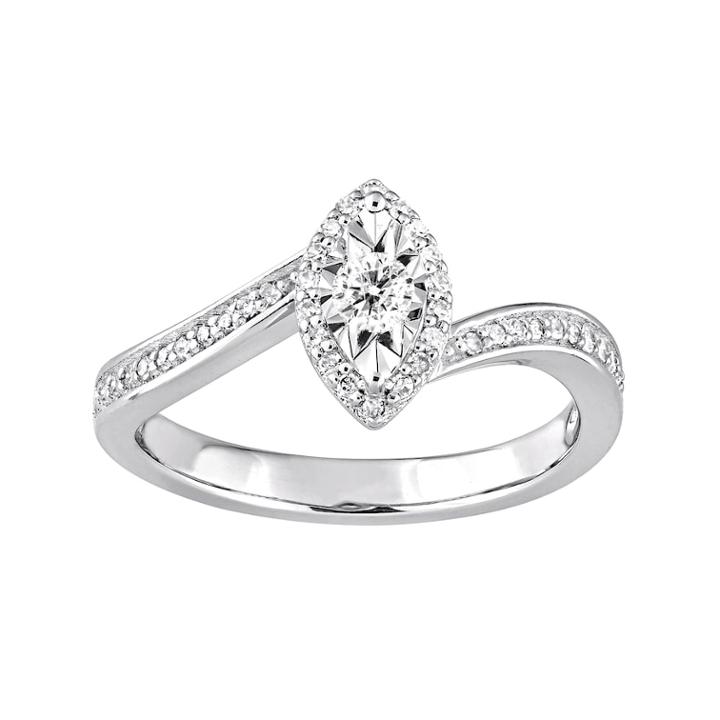 Stella Grace Sterling Silver 1/4 Carat T.w. Diamond Marquise Ring, Women's, Size: 6, White