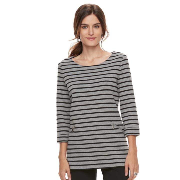 Women's Croft & Barrow&reg; Pullover Tunic Top, Size: Small, Light Grey