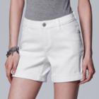 Women's Simply Vera Vera Wang Cuffed Jean Shorts, Size: 12, White