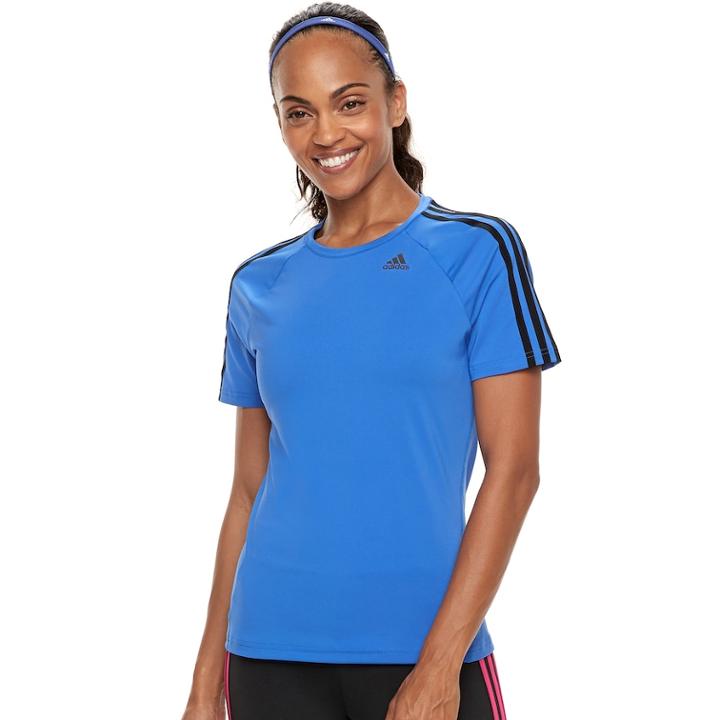 Women's Adidas D2m 3-stripe Graphic Tee, Size: Medium, Med Blue