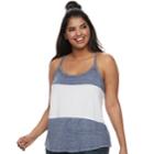 Plus Size Juniors' Plus So&reg; Varsity Striped Racerback Tank, Teens, Size: 1xl, Dark Blue