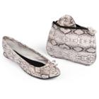 Sidekicks Side Women's Foldable Animal Print Ballet Flats, Teens, Size: 10-11, White