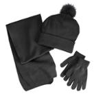 Girls 4-16 Berkshire 3-pc. Solid Scarf, Hat & Gloves Set, Black