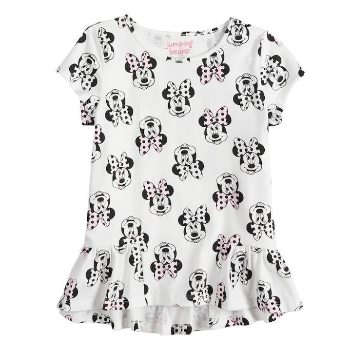 Disney's Minnie Mouse Girls 4-10 Pieced Ruffle Hem Top By Jumping Beans&reg;, Size: 6, Natural