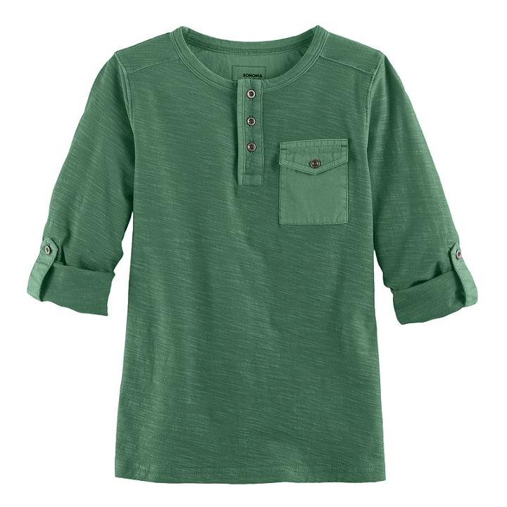 Boys 4-7x Sonoma Goods For Life&trade; Slubbed Henley, Size: 4, Med Green