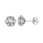1/5 Carat T.w. Diamond Sterling Silver Flower Button Stud Earrings, Women's, White