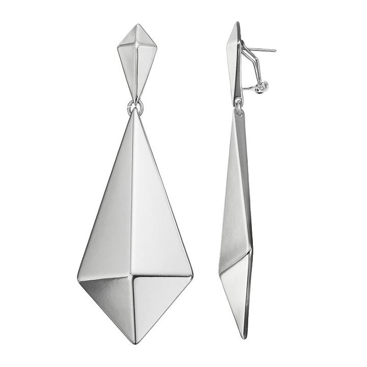 Simply Vera Vera Wang Nickel Free Double Pyramid Kite Drop Earrings, Women's, Silver
