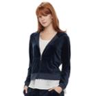 Women's Juicy Couture Velour Graphic Jacket, Size: Xs, Blue (navy)