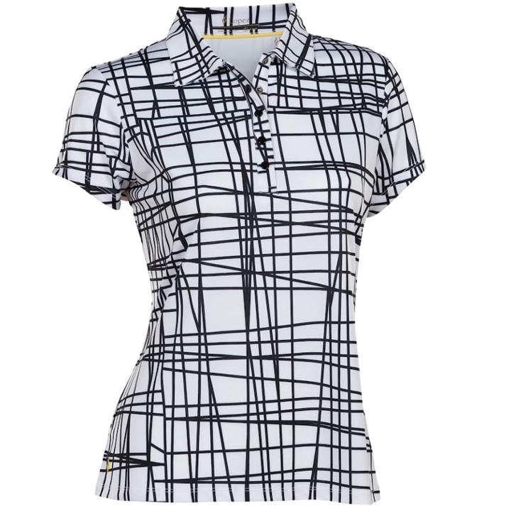 Women's Nancy Lopez Scribble Short Sleeve Golf Polo, Size: Large, White Oth