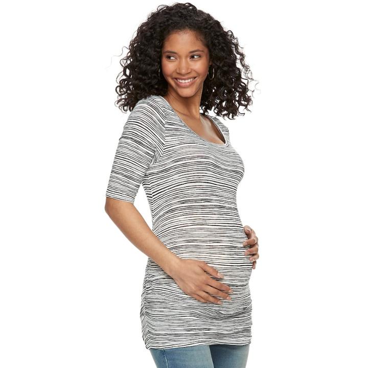 Maternity A:glow Scoopneck Ruched Tee, Women's, Size: Xxl-mat, White