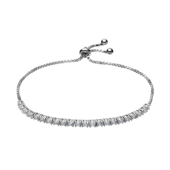 Sterling Silver Lab-created White Sapphire Bolo Bracelet, Women's